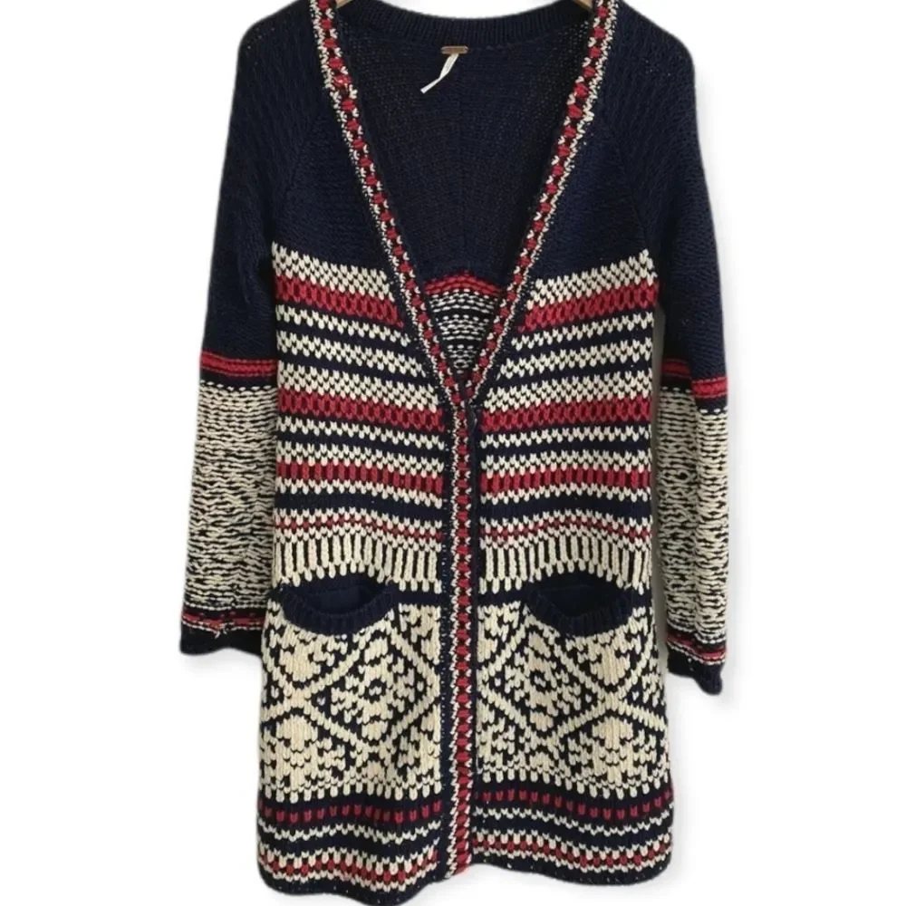 FREE PEOPLE‎ Nordic Cardigan Duster M - Picture 9 of 11